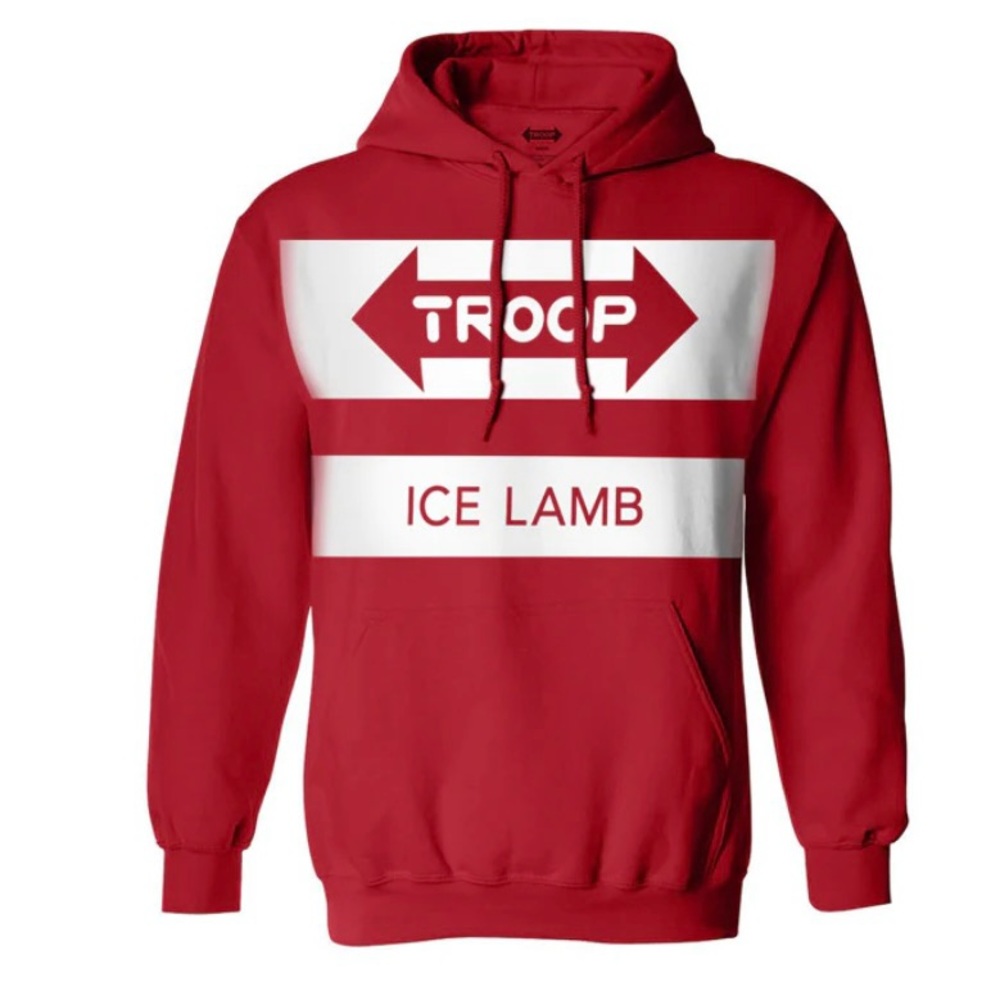 RARE, HARD TO FIND, NEW W/TAGS IN BAG, TROOP ICE LAMB HOODIE RED/WHITE Size 2XL
